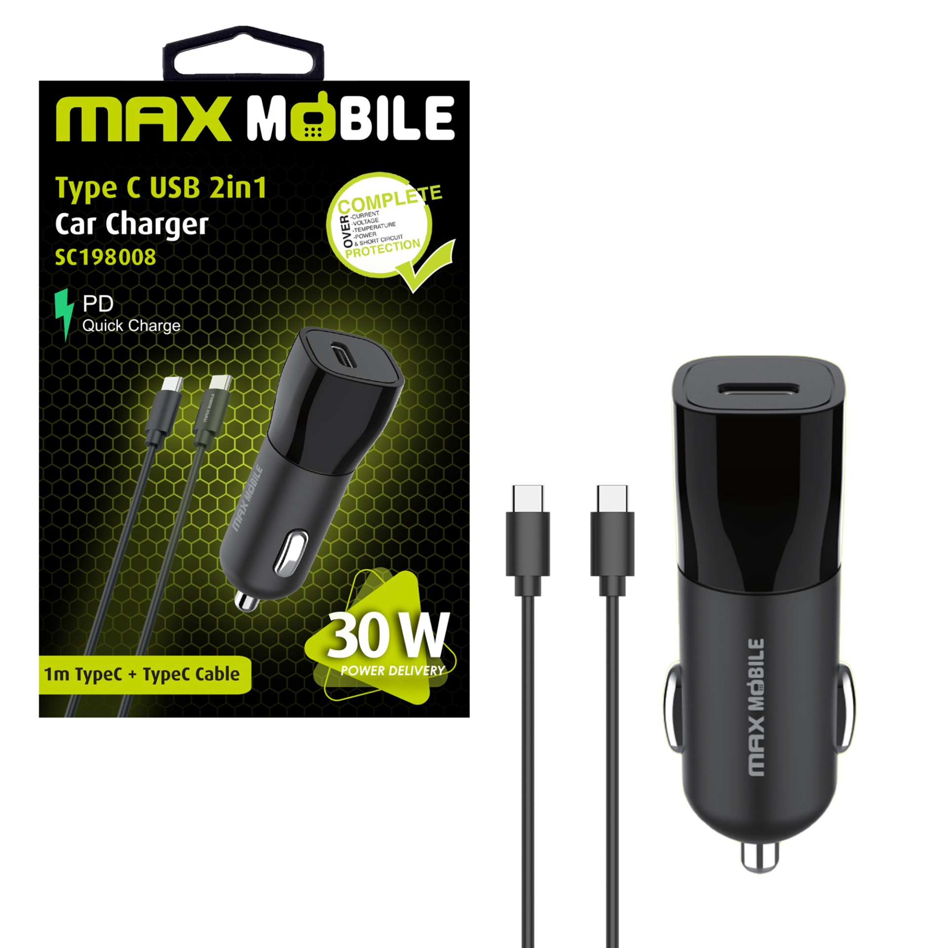 MAXMOBILE-AUTO-ADAPTER-PD-QC-3.0-TYPE-C-SC-198CA004-CA-AW-30W